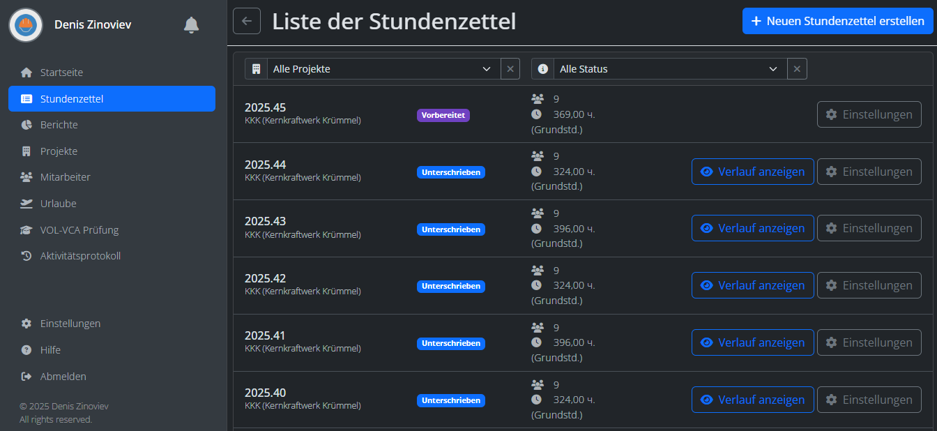 WerkTrack App Interface